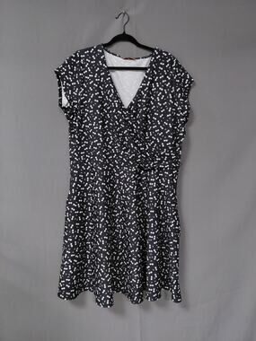 Popsy Cher Knee Length Knit Graphic Print Stretch Dress Women Size 22